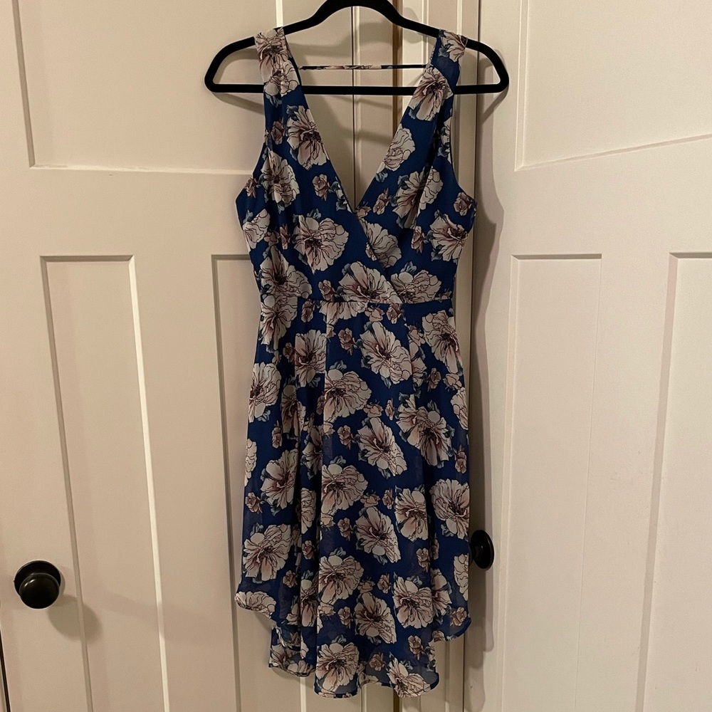 ASTR The Label Blue Floral Tank Fit & Flare Dress